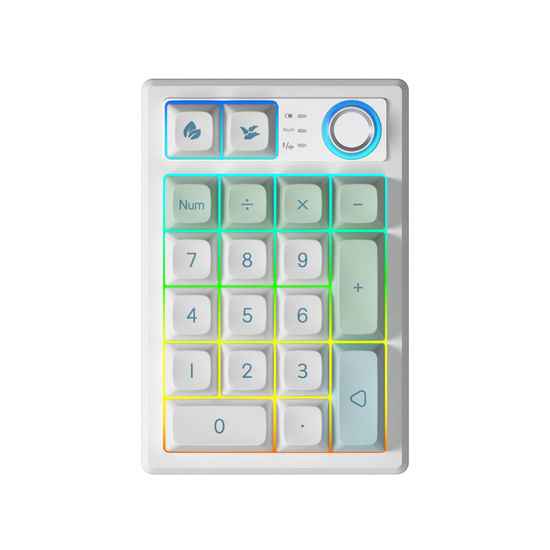 Picture of TISHLED Gasket Creamy Mechanical Numpad Programmable Macro Keypad Wireless 2.4G/Bluetooth 5.0/Wired USB-C RGB Backlit Hot Swappable Number Pad Rechargeable Numeric Keyboard Metal Knob for Win/Mac