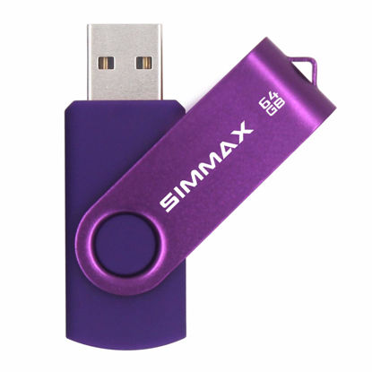 Picture of SIMMAX 64GB Memory Stick USB 2.0 Flash Drives Swivel Thumb Drive Pen Drive (64GB Purple)