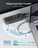 Picture of Powered USB Hub, Wenter 6-Port USB 3.0 Hub Splitter (4 USB 3.0 Data Ports + 2 QC 3.0 Fast Charging Ports) with Individual LED On/Off Switches, USB Hub 3.0 Powered with 36W AC Adapter for Mac, PC