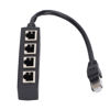 Picture of RJ45 Splitter Adapter, Black ABS 1 to 4 Port Smooth Excellent Connection Network Cable Adapter for All Networks Homes Offices and All Broadband Connections