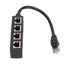 Picture of RJ45 Splitter Adapter, Black ABS 1 to 4 Port Smooth Excellent Connection Network Cable Adapter for All Networks Homes Offices and All Broadband Connections