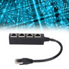 Picture of RJ45 Splitter Adapter, Black ABS 1 to 4 Port Smooth Excellent Connection Network Cable Adapter for All Networks Homes Offices and All Broadband Connections