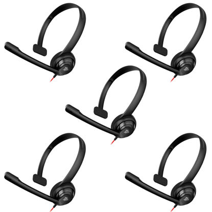 Picture of NUBWO HW02 USB Headset with Microphone Noise Cancelling &in-line Control, Ultra Comfort Computer Headset for Laptop pc, On-Ear Wired Office Call Center Headset for Boom Skype Webinars, 5 Packs