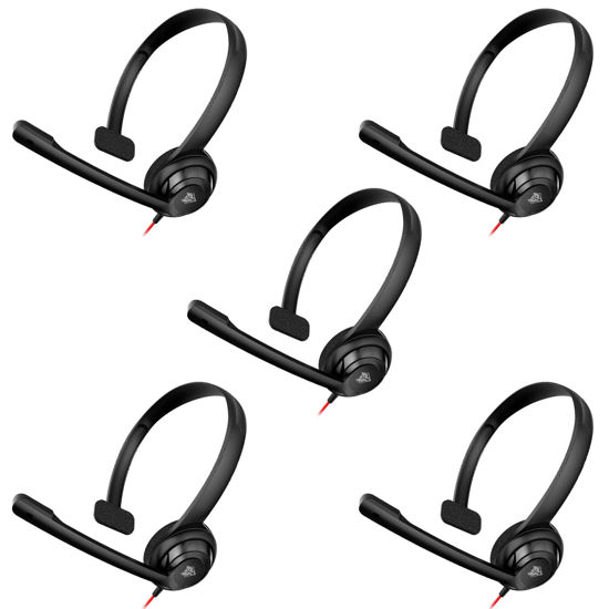 Picture of NUBWO HW02 USB Headset with Microphone Noise Cancelling &in-line Control, Ultra Comfort Computer Headset for Laptop pc, On-Ear Wired Office Call Center Headset for Boom Skype Webinars, 5 Packs