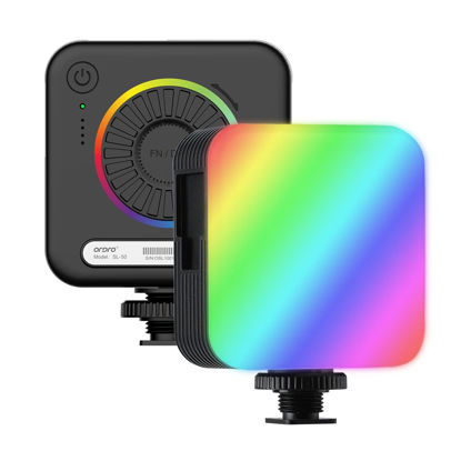Picture of ORDRO SL-50 RGB Led Video Light, Mini Led Camera Light with 108pcs LEDs, 3 Cold Shoe Mounts 2200mAh Rechargeable CRI 95+ 2700-6500K for YouTube Tiktok Photography