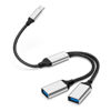 Picture of AIYEEN USB C Male to 2 USB Female Splitter Cable Adapter, Dual USB-A Port Hub for Data Transfer/Charging, Extra Extender Data Split Power Cord Extension for Car/Laptop/Mac/PC (Silver)