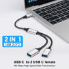 Picture of AIYEEN USB C Male to 2 USB Female Splitter Cable Adapter, Dual USB-A Port Hub for Data Transfer/Charging, Extra Extender Data Split Power Cord Extension for Car/Laptop/Mac/PC (Silver)