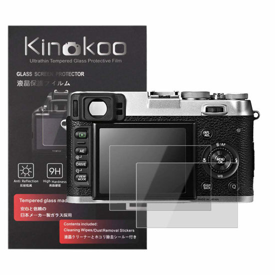 Picture of kinokoo Tempered Glass Film for Fuji X100S/X100/X20/X10/X-E1 Crystal Clear Film FUJIFILM X100S X100 X20 X10 X-E1 Screen Protector Bubble-Free/Anti-Scratch(2 Pack)