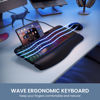 Picture of VEILZOR Ergonomic Backlit Keyboard with Wrist Rest, 7 Colors USB Wired Computer Keyboard, Wave Keys, with Phone/Tablet Holder, Comfortable Lighted Keyboard for PC, Windows and Mac