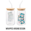 Picture of Silver Buffalo Sanrio Hello Kitty and Friends Cinnamoroll Polaroids Glass Jar Tumbler with Bamboo Lid and Glass Straw, 16 Ounces