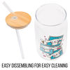 Picture of Silver Buffalo Sanrio Hello Kitty and Friends Cinnamoroll Polaroids Glass Jar Tumbler with Bamboo Lid and Glass Straw, 16 Ounces
