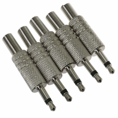 Picture of E-outstanding 3.5mm Mono Plug 5PCS 1/8 Inch TS Mono Mini Stereo Metal Male Jack Adaptor Connector