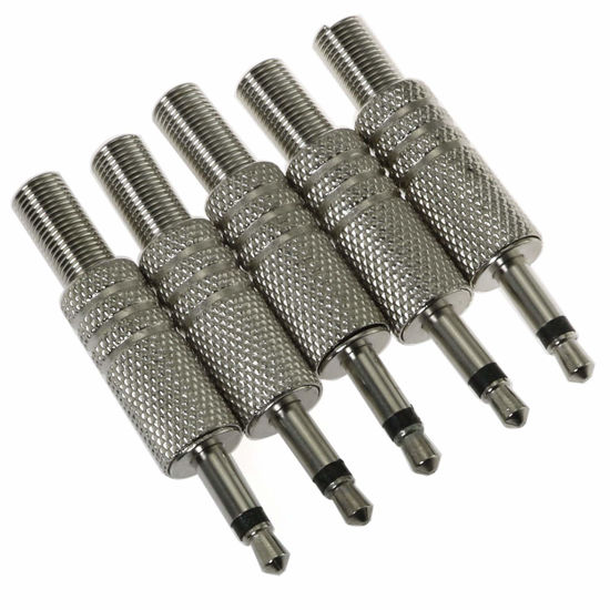 Picture of E-outstanding 3.5mm Mono Plug 5PCS 1/8 Inch TS Mono Mini Stereo Metal Male Jack Adaptor Connector