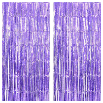 Picture of KatchOn, XtraLarge Light Purple Fringe Backdrop - 3.2x8 Feet, Pack of 2, Purple Backdrop for Birthday Party | Purple Party Decorations | Purple Streamer Backdrop for Happy Halloween Decorations