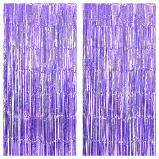 Picture of KatchOn, XtraLarge Light Purple Fringe Backdrop - 3.2x8 Feet, Pack of 2, Purple Backdrop for Birthday Party | Purple Party Decorations | Purple Streamer Backdrop for Happy Halloween Decorations