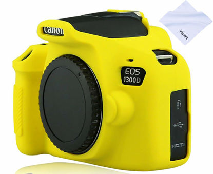 Picture of Yisau Camera Case for Canon EOS Rebel T6 T7, Silicion Rubber Camera Case Cover Detachable Protective for EOS 1300D Rebel T6/ EOS 1500D Rebel T7 KISS X90 Camera (Yellow)