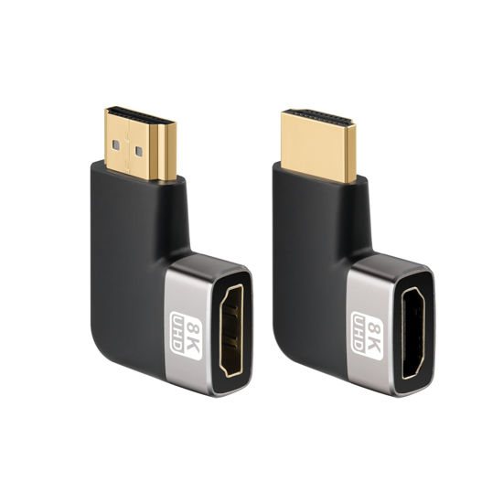 Picture of Togconn 8K HDMI Flat 90 Degree and 270 Degree Gold Plated Adapter 2 Pack, Right Angle HDMI Male to Female Vertical Flat Adapter HDMI L Shape Extender, Supports 8K@60Hz，4K@120Hz, for HDTV, Xbox One