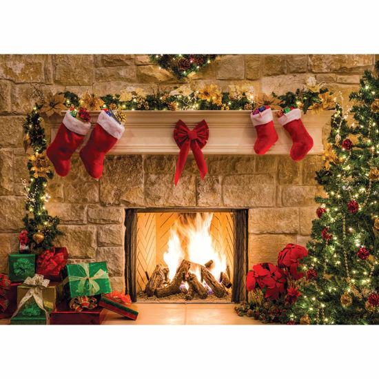 Picture of SJOLOON 7x5ft Christmas Photography Backdrops Child Christmas Fireplace Decoration Background for Photo Studio (11209)
