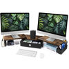 Picture of RUILALIFE Dual Monitor Stand Riser With Drawer, Office Desk Organizers And Accessories, Computer Monitor Riser For 2 Monitors For Desk, Monitor Shelf With Adjustable Length & Angle