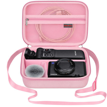 Picture of Elonbo Carrying Case for Sony ZV-1 / ZV-1F / ZV-1 II Vlog Digital Camera, Bluetooth Grip Vlogger Accessory Kit for Vlogging YouTube Live Video 4K Camera Travel Storage Cover Bag, Pink