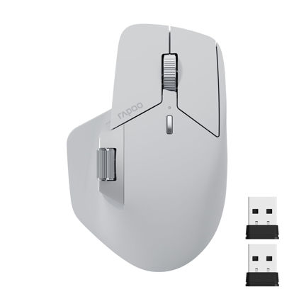 Picture of Rapoo MT760 Multi-Device Wireless Mouse, Bluetooth 5.0 and 2.4G Multi-Mode Connection, Up to 4 Devices, 11 Programmable Buttons, 4K DPI, 90 Days Battery Life, PC, Light Grey