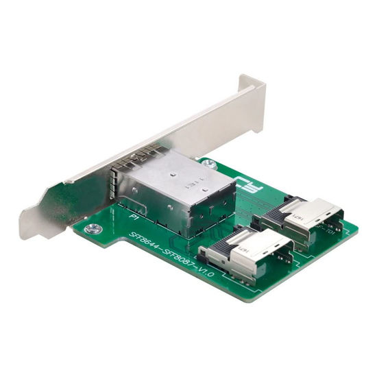 Picture of CY Mini SAS HD SFF-8644 to Internal Mini SAS SFF-8087 PCBA Female Adapter Dual Ports with Low Profile Bracket