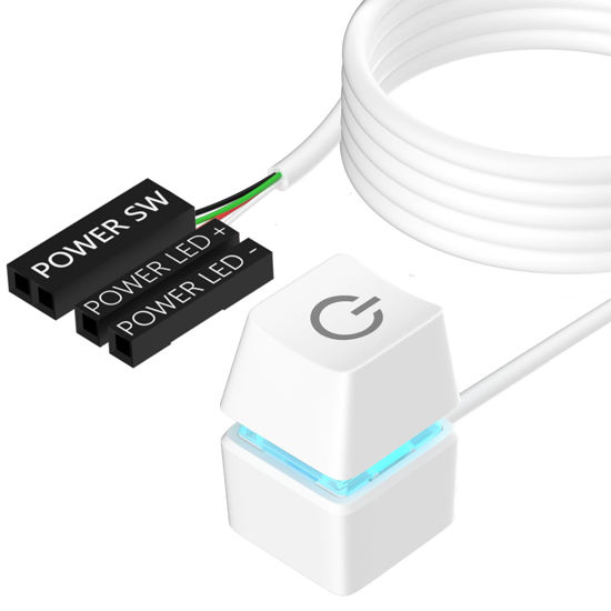 Picture of Oddtone PC Switch Button, Desktop Computer Power Switch, Power Supply Control Adapter Cable 65 inch External PC Power Button PC Case Motherboard Switch On Off Power SW LED Light Cables