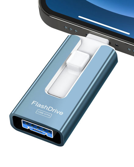 Picture of USB Flash Drive 512GB, Photo Stick Memory External Data Storage Thumb Drive Compatible for Phone, Pad, Android, PC and More Devices (Blue)