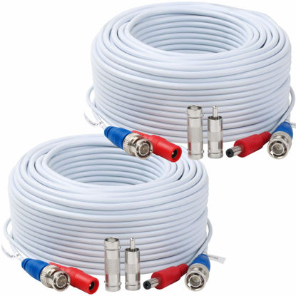 Picture of Tainston 2 Pack 200 Feet BNC Video Power Cable Wire Video Security Camera Wire with Connectors for CCTV Camera DVR Surveillance System