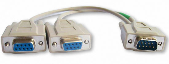 Picture of Your Cable Store 1 Foot DB9 9 Pin Serial Port Y Cable 1 Male / 2 Female RS232