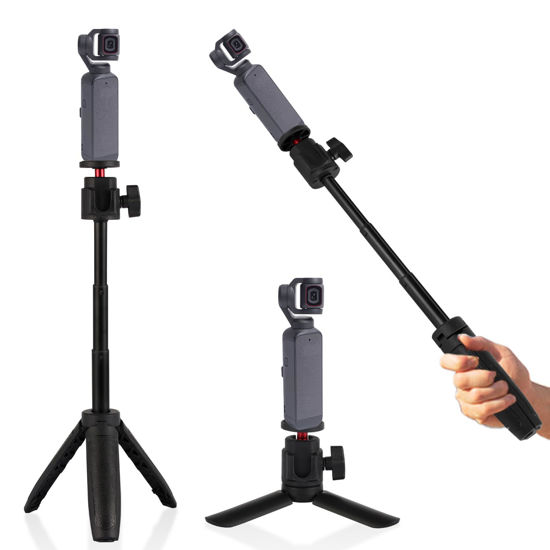 Picture of Selfie Stick Tripod for DJI Osmo Pocket 3 & 2 Camera, Mini Tripod Kit Black Tabletop Tripod Mount Portable Retractable Accessories Tripod Stand