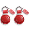 Picture of Jayanes [2 Pack] Genuine Leather AirTag Holder Keychain - Compatible with Apple AirTag Keychain Holder, Secure Hidden Air Tag Case Cover Key Ring Chain Fob Accessories - Dark Red