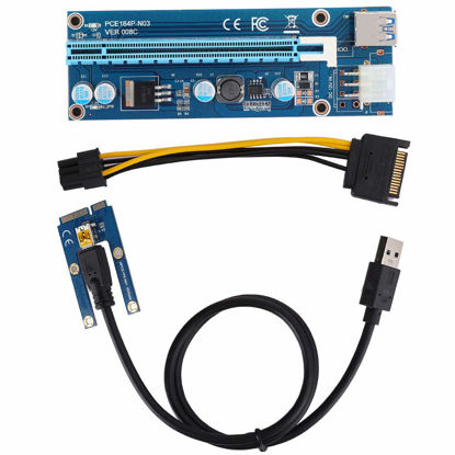 Picture of Mini Pcie to Pcie Adapter Mini Pci E 2.5Gbe Black Mini Pci E to Pci Express16X Extender Riser Adapter with Sata Power Cord for Video Card Mining