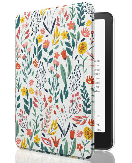 Picture of MoKo Case for All-New 7" Kindle Paperwhite (12th Generation-2024) and Kindle Colorsoft Signature Edition 2024, Lightweight Shell Cover with Auto Wake/Sleep for Kindle Paperwhite 2024, Flowers