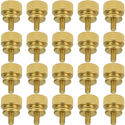 Picture of HELIFOUNER 20 Pieces 6-32 Thread, Gold Color Anodized Aluminum Computer Case Thumbscrews, Thumb Screws for Computer Case/Cover/Power Supply/Hard Drives