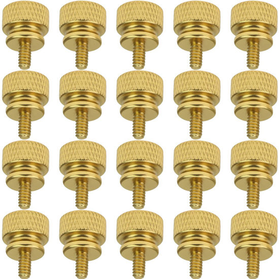Picture of HELIFOUNER 20 Pieces 6-32 Thread, Gold Color Anodized Aluminum Computer Case Thumbscrews, Thumb Screws for Computer Case/Cover/Power Supply/Hard Drives