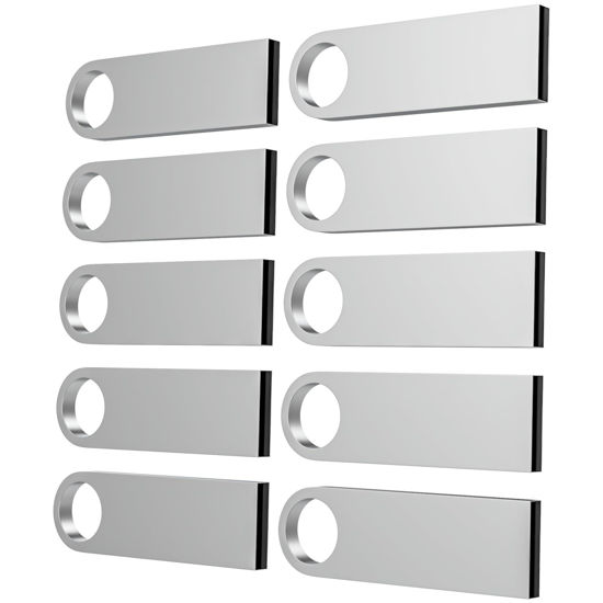 Picture of ABLAZE 8GB USB Flash Drive 10 Pack, Metal Flash Drive USB 2.0 Thumb Drives with Keychains USB Stick 8GB USB Drive Pendrive