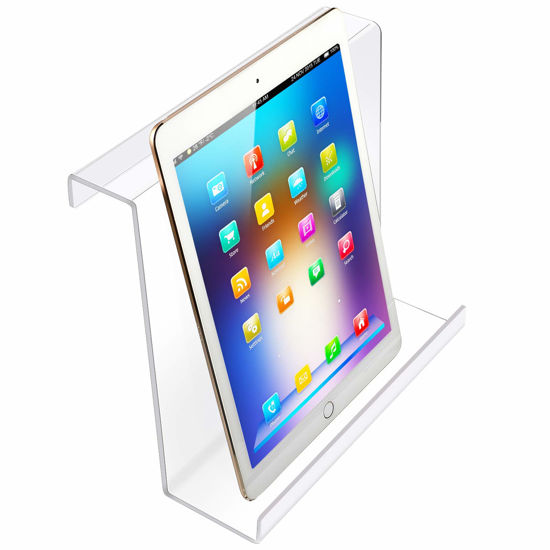Picture of Jetec Treadmill Book Holder Clear Acrylic Universal Book Holder Compatible with Kindle, Flat Tablet, Nook, eReader Treadmill Book Holder Magazine Reading Rack for Home Office Gym Exercising