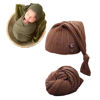 Picture of RUZHILING Newborn Baby Photography Wrap with Long Tail Hat Boy Girl Photo Crochet Outfits Picture Blanket Props (Brown)