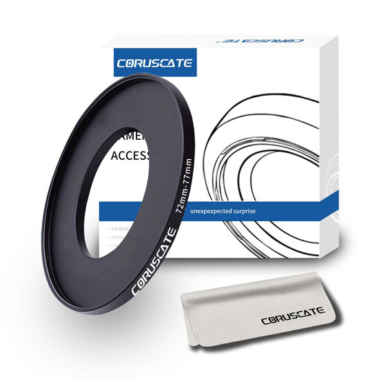 Picture of 72mm to 77mm Camera Lens Adapter,Change The Filter or Lens Size from 72mm to 77mm.Compatible All 77mm Thread Filter Accessory+1pcs Lens Cleaning Cloth.