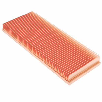 Picture of Pure Copper Heatsink 3.94" x 1.57" x 0.39"/100mm x 40mm x 10mm Heat Sink Radiator Cooling Skiving Fin Circuit Board Cooler for Electronic Chip LED Power Amplifier