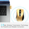 Picture of memzuoix 2.4G Wireless Mouse, 1400 DPI Mobile Optical Cordless Mouse with USB Receiver, Portable Computer Mice Wireless Mouse for Laptop, PC, Desktop, MacBook, 5 Buttons (Gold)