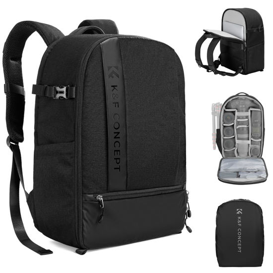 Picture of K&F Concept Camera Backpacks for Photographers Travel Bag for Tripod Camera Lence Accessory with laptop compartment and Rain Cover Waterproof Multi-Functional Camera Bags for Dslr Cameras
