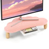 Picture of AFOOYO Monitor Stand Riser,Cloud-Shaped Sturdy Wood Computer Monitor Riser Wirh Drawer, Monitor Stand Riser, Multi-Purpose Desktop Organizer Riser for Computer,Laptop,Printer,TV,Pink