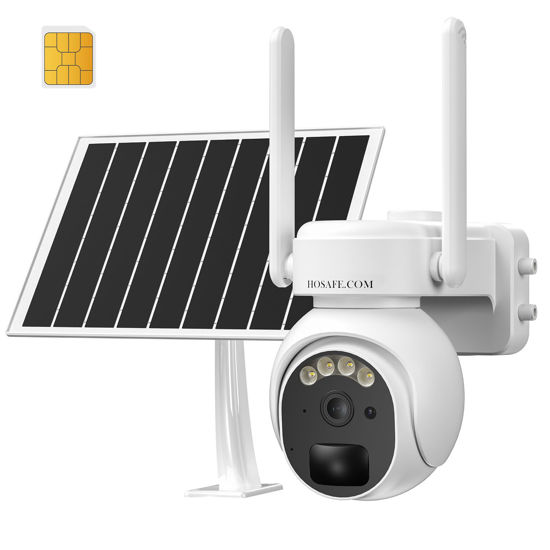 Picture of No WiFi Security Camera, 4G LTE Cellular Security Camera, Outdoor Camera Wireless Solar Powered, 360° PTZ Remote Control, 2K Color Night Vision, PIR Motion Sensor, 2 Way Talk, Built in SIM Card
