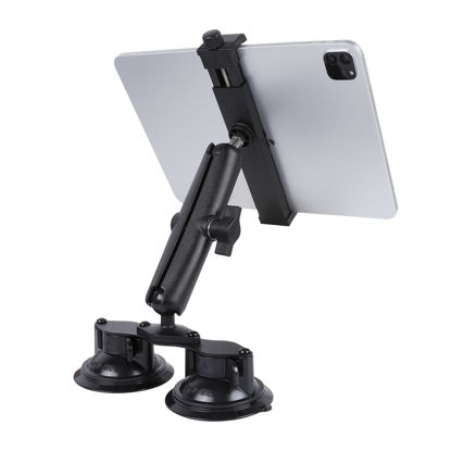 Picture of FPN iPad Pro 12.9 Inch Tablet Mount with Dual Suction Cup Base for Car Windshield, Aluminum Arm Heavy Duty, Tablet Suction Holder for Window, Compatible with 6.5-12.9" Tablets