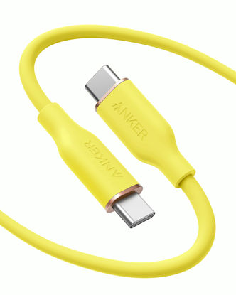 Picture of Anker USB C Cable,100W USB C to USB C Flow Cord, Type C Charger Fast Charging for iPhone 16 Series, MacBook Pro 2020 and More (USB 2.0, 6FT, Yellow)
