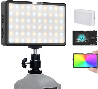 Picture of RGB LED Video Light, Moman Camera Light for Photography, Portable 5000mAh Video Recording Lights with Cold Shoe, Mini Light CRI98+Dimmable 2500-9000K Video Lighting, On-Camera-LED-Video-Light