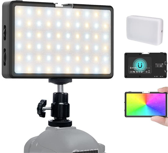 Picture of RGB LED Video Light, Moman Camera Light for Photography, Portable 5000mAh Video Recording Lights with Cold Shoe, Mini Light CRI98+Dimmable 2500-9000K Video Lighting, On-Camera-LED-Video-Light