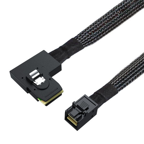 Picture of CableCreation Internal Mini SAS HD Cable, 3.3FT Mini SAS SFF-8643 to Left Angle Mini SAS 36Pin SFF-8087 Cable, Mini SAS 36Pin to SFF-8643 Cable, 1M
